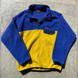 Vintage Patagonia fleece Snap- two tone blue and yellow pullover fleece #outdoor